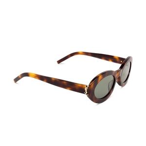 Saint Laurent Oval Monogram Tortoise Sunglasses YSL